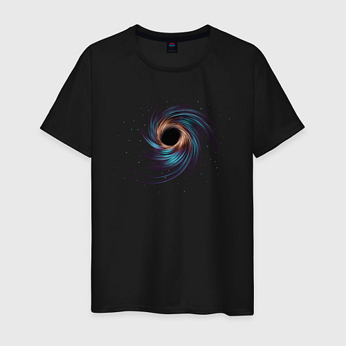Мужская футболка Черная дыра с планетами и звездами / Черный – фото 1