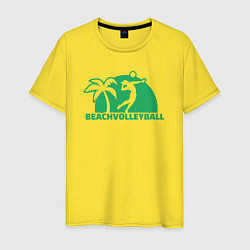 Футболка хлопковая мужская Green beach volleyball, цвет: желтый