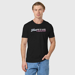 Футболка хлопковая мужская Newjeans logo, цвет: черный — фото 2