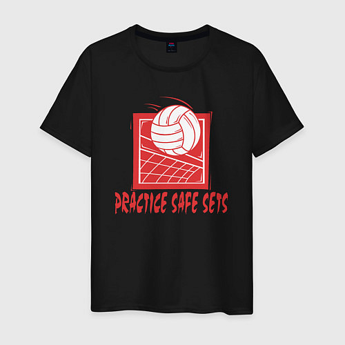 Мужская футболка Practice safe sets / Черный – фото 1