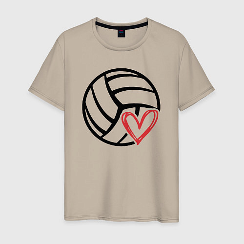 Мужская футболка Heart volleyball / Миндальный – фото 1