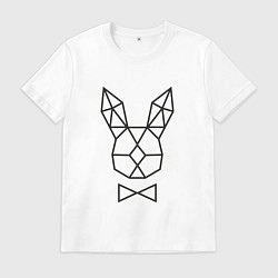 Футболка хлопковая мужская Полигональный кролик, цвет: белый