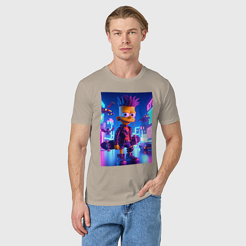 Мужская футболка Bart Simpson with a skateboard - art punk / Миндальный – фото 3