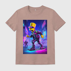 Футболка хлопковая мужская Bart Simpson on a hoverboard - ai art, цвет: пыльно-розовый