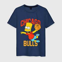 Футболка хлопковая мужская Чикаго Буллз Барт Симпсон, цвет: тёмно-синий