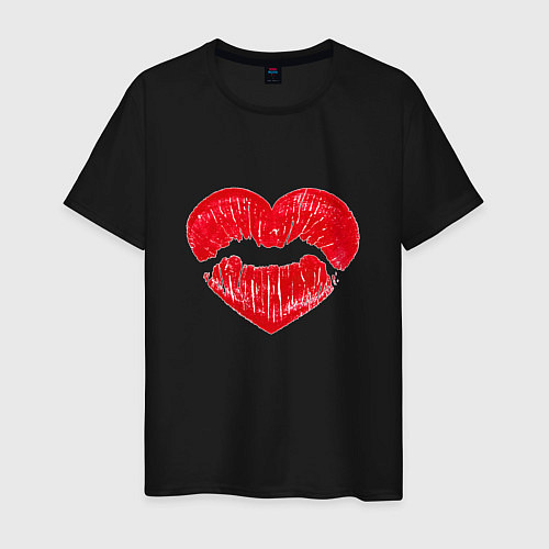 Мужская футболка Сердечный поцелуй / Черный – фото 1