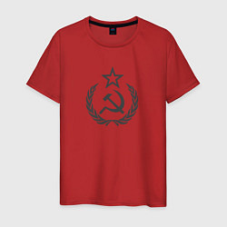 Футболка хлопковая мужская Герб СССР со звездой, цвет: красный