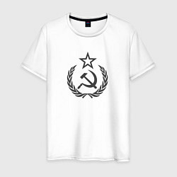 Футболка хлопковая мужская Герб СССР со звездой, цвет: белый