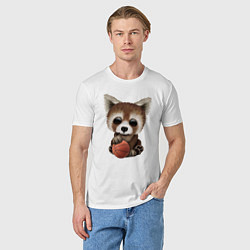 Футболка хлопковая мужская Красная панда баскетболист, цвет: белый — фото 2