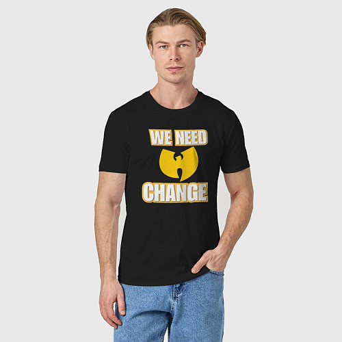 Мужская футболка We need change / Черный – фото 3