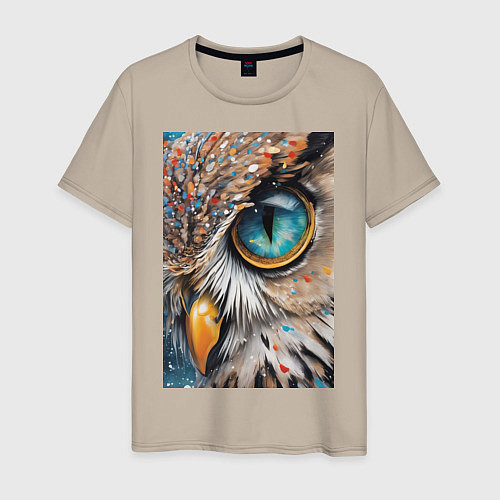 Мужская футболка Глаз совы - нейросеть / Миндальный – фото 1