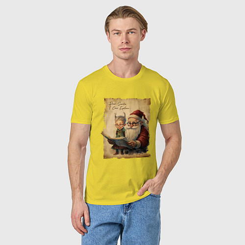 Мужская футболка Санта и Эльф / Желтый – фото 3