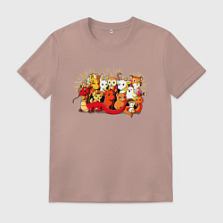 Футболка хлопковая мужская Дракон и Ко, цвет: пыльно-розовый