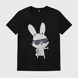 Футболка хлопковая мужская Заяц в очках, цвет: черный