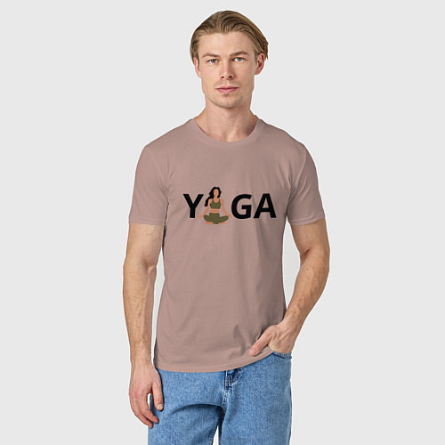 Мужская футболка Йога - девушка / Пыльно-розовый – фото 3