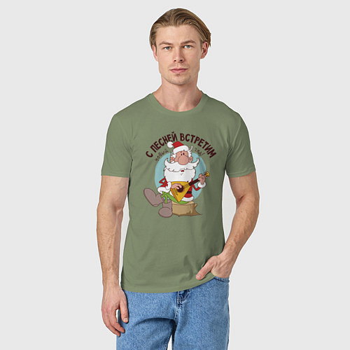 Мужская футболка Дед Мороз с балалайкой / Авокадо – фото 3