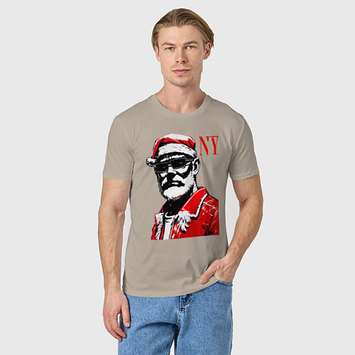 Мужская футболка Cool Santa - portrait / Миндальный – фото 3