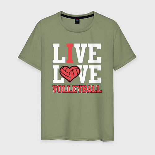 Мужская футболка Жить и любить волейбол / Авокадо – фото 1