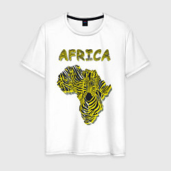 Футболка хлопковая мужская Zebra Africa, цвет: белый
