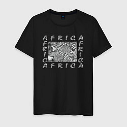 Футболка хлопковая мужская Zebra Africa, цвет: черный