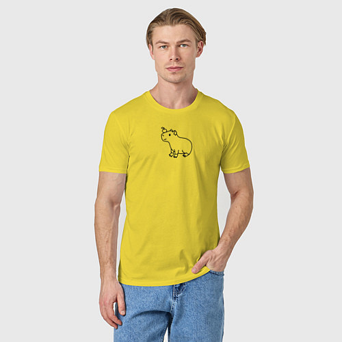 Мужская футболка Капибара с мандарином / Желтый – фото 3