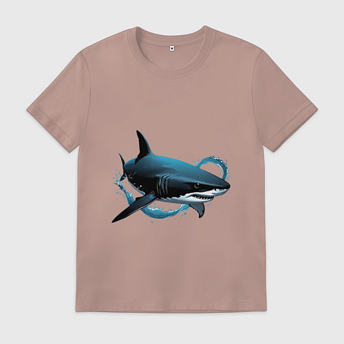 Мужская футболка Акула портрет / Пыльно-розовый – фото 1