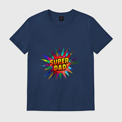 Футболка хлопковая мужская Я супер папа, цвет: тёмно-синий