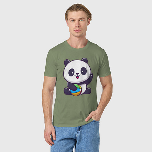 Мужская футболка Панда с мячиком / Авокадо – фото 3
