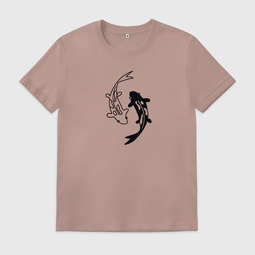 Мужская футболка Японские карпы Инь и Янь / Пыльно-розовый – фото 1