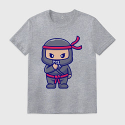 Футболка хлопковая мужская Воин ниндзя, цвет: меланж
