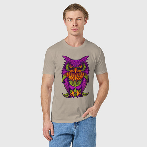 Мужская футболка Purple owl / Миндальный – фото 3