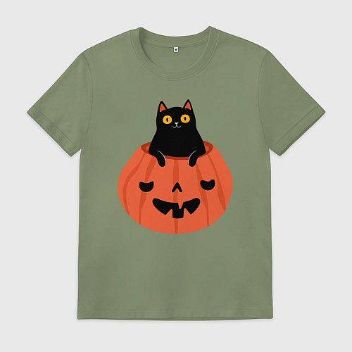 Мужская футболка Котик в тыкве / Авокадо – фото 1