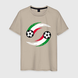 Футболка хлопковая мужская Итальянские мячи, цвет: миндальный