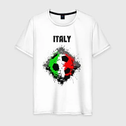 Футболка хлопковая мужская Команда Италии, цвет: белый