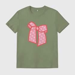 Футболка хлопковая мужская Розовый бант в горошек, цвет: авокадо