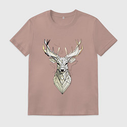 Футболка хлопковая мужская Олень в геометрическом стиле, цвет: пыльно-розовый