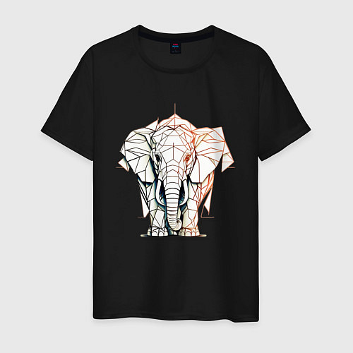 Мужская футболка Слон в геометрическом стиле / Черный – фото 1