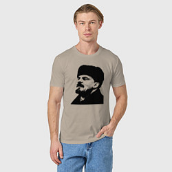 Футболка хлопковая мужская Ленин в шапке, цвет: миндальный — фото 2