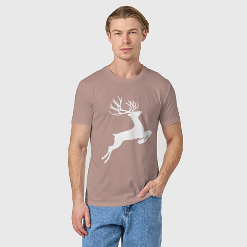 Мужская футболка Новогодний минималистичный олень / Пыльно-розовый – фото 3