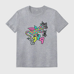 Футболка хлопковая мужская Русский дракон на Новый год, цвет: меланж