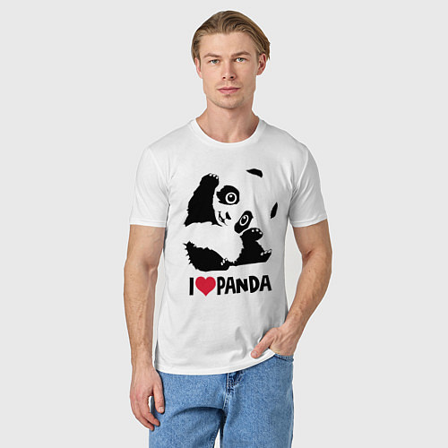 Мужская футболка I love panda / Белый – фото 3