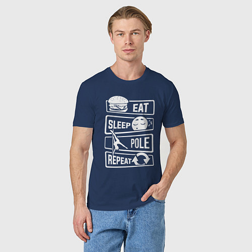 Мужская футболка Еда сон пилон / Тёмно-синий – фото 3