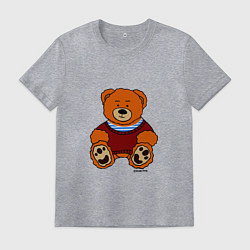 Футболка хлопковая мужская Мишка Вова адидас в тельняшке, цвет: меланж