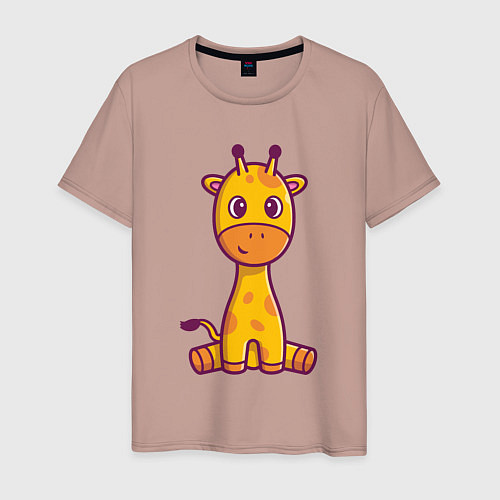 Мужская футболка Добрый жирафик / Пыльно-розовый – фото 1