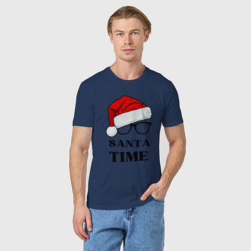 Мужская футболка Время санты клауса / Тёмно-синий – фото 3