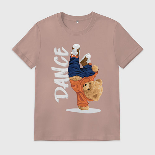 Мужская футболка Плюшевый медвежонок танцор / Пыльно-розовый – фото 1