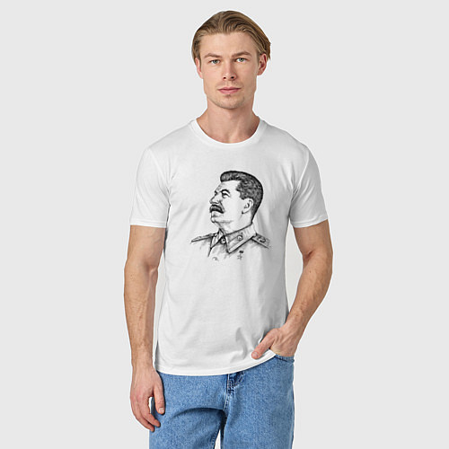 Мужская футболка Профиль Сталина / Белый – фото 3