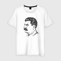 Футболка хлопковая мужская Сталин в профиль, цвет: белый