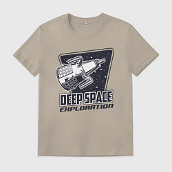 Футболка хлопковая мужская Исследование глубокого космоса, цвет: миндальный