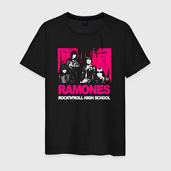 Футболка хлопковая мужская Ramones rocknroll high school, цвет: черный